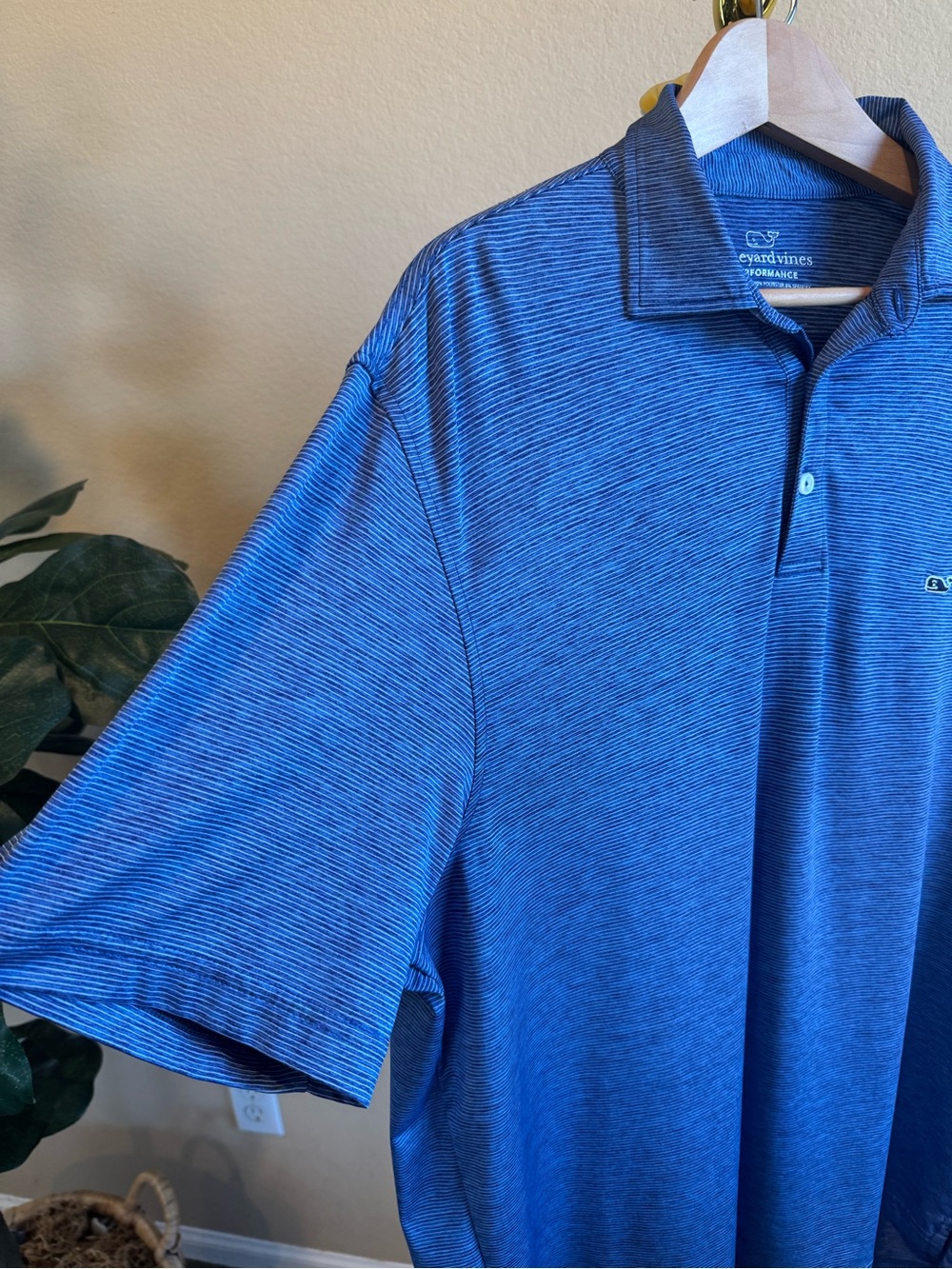 Vineyard Vines Performance Polo Mens Large Blue/White Striped Short Sleeve Golf - Picture 2 of 12